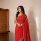 Gharchola Bandhej Saree in Gaji Silk in stunning shade of red
