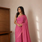 Pink Bandhani Saree | Georgette Bandhej Saree | Pink & Green Wedding Saree | Designer Bandhani with Contrast Blouse | Party Wear Georgette