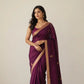 Chanderi Saree – Wine Purple with Gold Buti & Zari Border