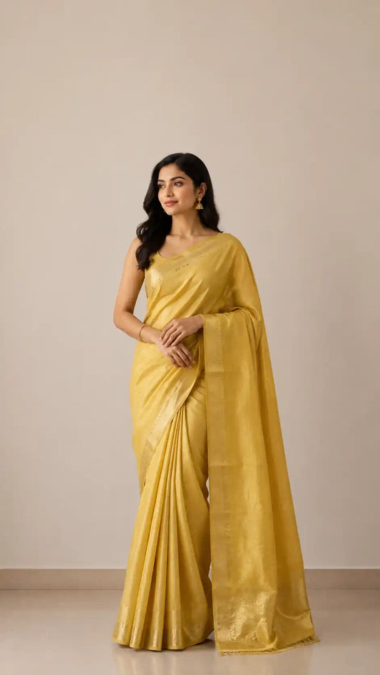 Chanderi Silk Saree – Lovely Yellow