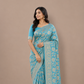 Blue Banarasi Georgette Saree | Water Zari Jaal Work | Khadi Georgette Wedding Saree