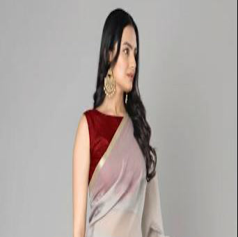Lace Trimmed Viscose Organza Saree | Scalloped Border | Party & Casual Wear
