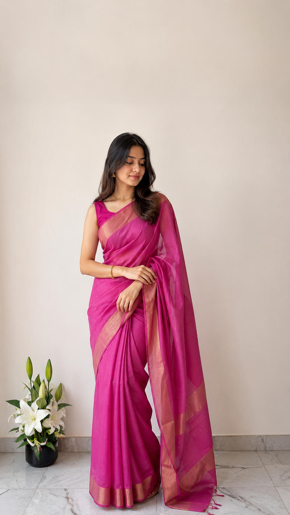 Authentic Pure Munga Silk Saree in Pink