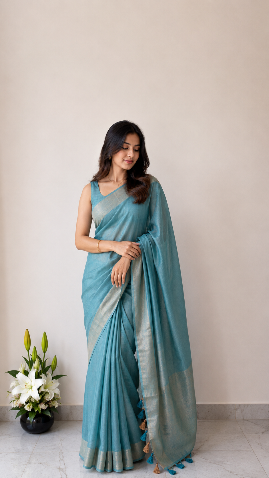 Bhagalpur Munga Silk Saree | Dull Gold Zari Border
