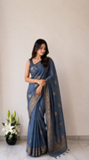 Munga Silk Saree | Golden Zari Butta Work | Wedding & Festive Wear