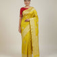 Vibrant Yellow Pure Banarasi Raw Silk Saree | Handcrafted Zari Border