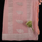 Pink Peach Pastel Banarasi Chiffon Saree with Silver Zari Border & Rich Tassels