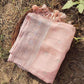 Pink Peach Pastel Banarasi Chiffon Saree with Silver Zari Border & Rich Tassels