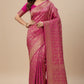 Pure Khaddi Crepe Georgette Banarasi Handloom Saree-Brocade in Royal Pink