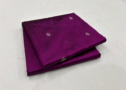 Chanderi Pattu Silk Saree – Purple with Silver Buti & Green Border