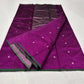 Chanderi Pattu Silk Saree – Purple with Silver Buti & Green Border