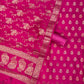Rani Pink Chiniya Silk Handlooms Banarasi Dress material| 3 Piece Silk Suit Set | Wedding Special