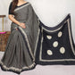Black Stripes Ajrak Modal Silk Saree for Women | Hand Block Printed Silk Ajrak Modal Silk Saree