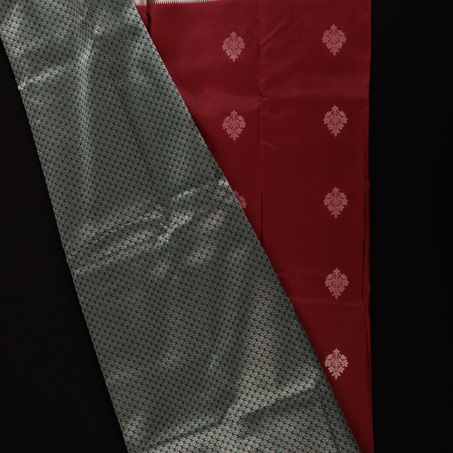Burgundy Kanjivaram Silk Saree | Silver Zari Wedding Wear for Women