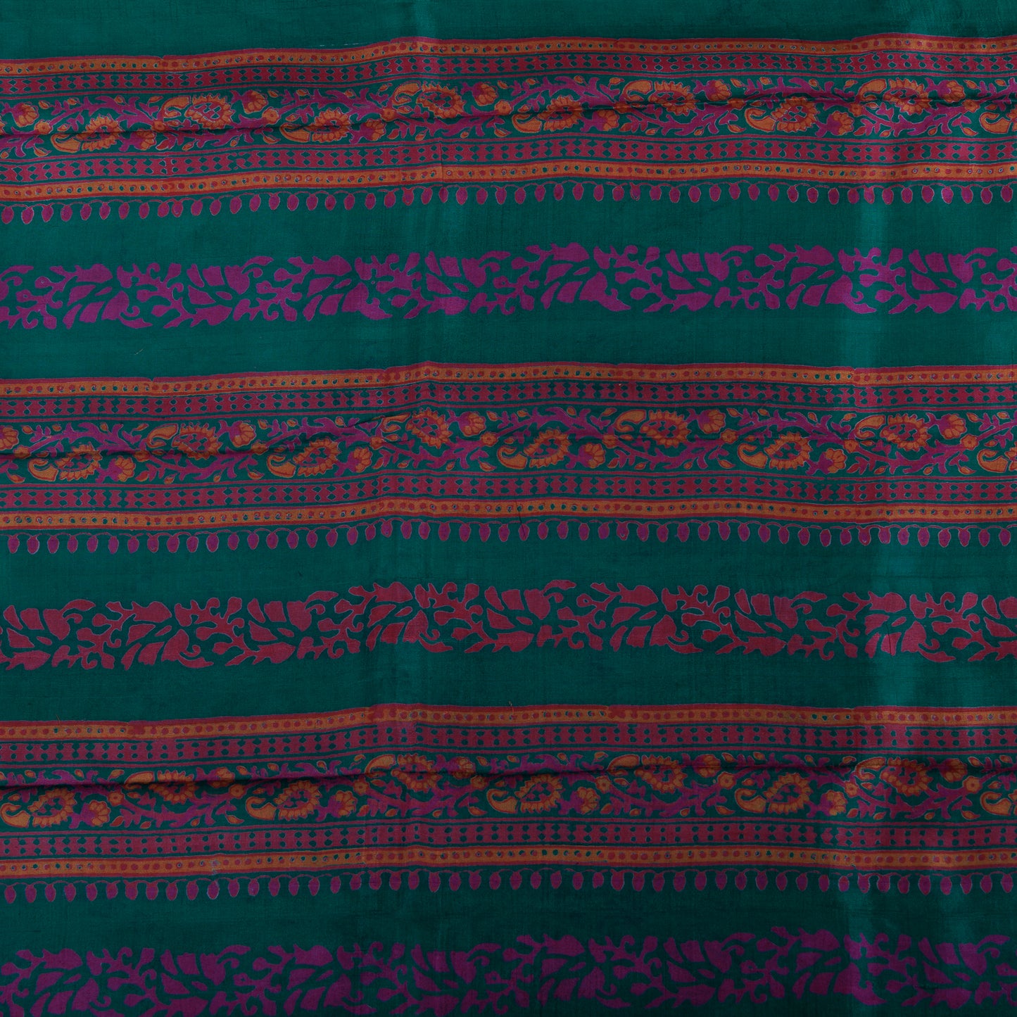 Teal Green Mulberry Silk Saree | Marron Hand Block Printed Designer Party Wear Saree