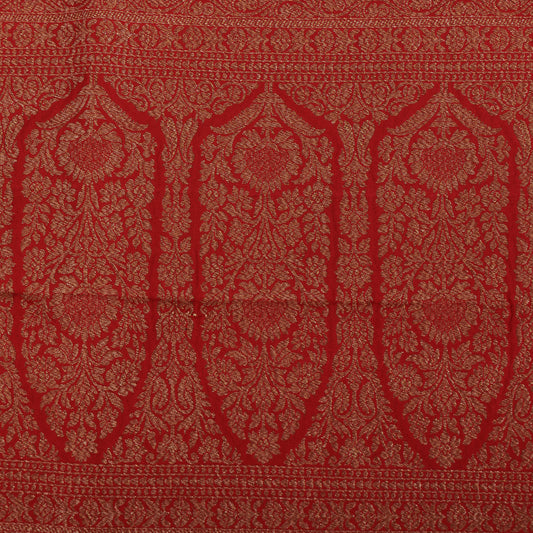 Red Banarasi Crepe Silk Saree | Pure Silk Gold Zari Wedding Saree | Designer Party Wear