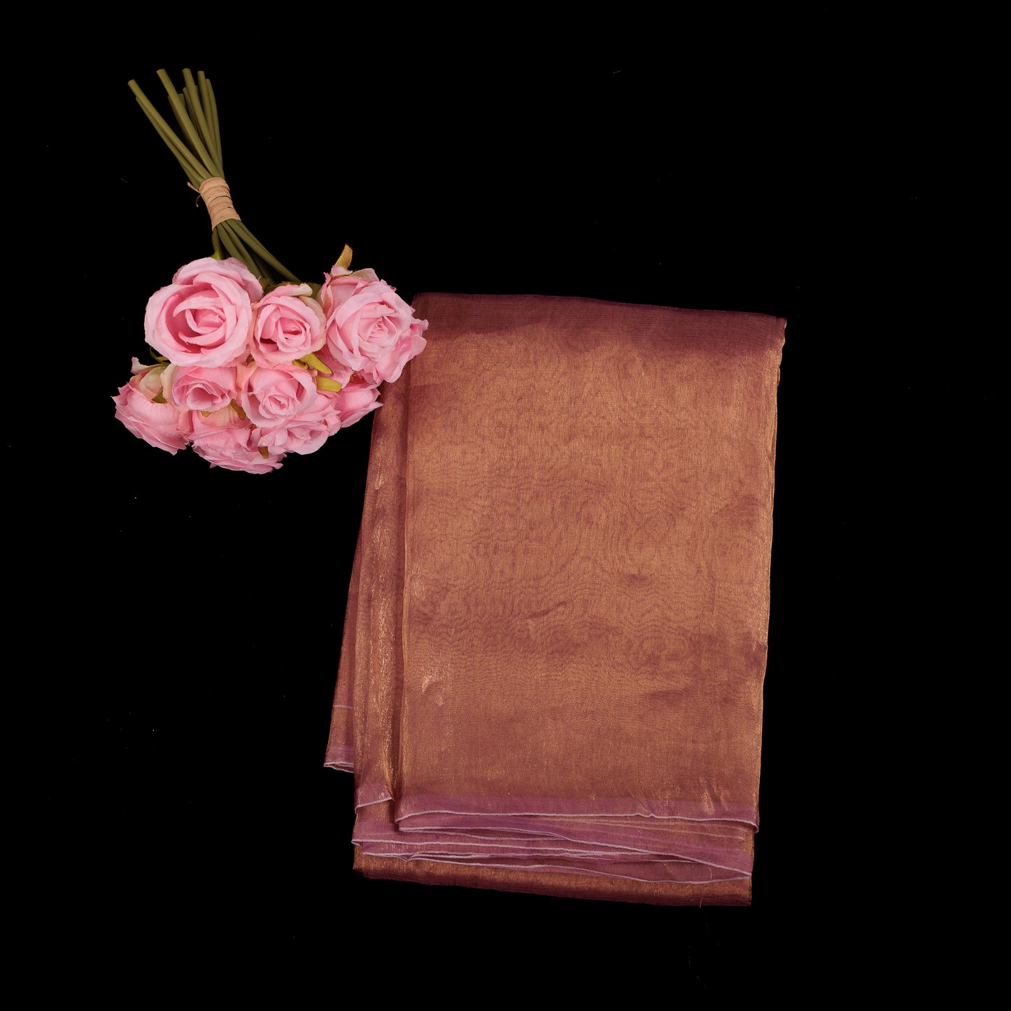 Rose Pink Tissue Saree | Designer Metallic Tissue Wedding Saree