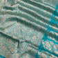 Turquoise Pure Katan Silk Banarasi Handloom Saree - Tanchui Brocade