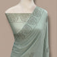 Pure Georgette Handloom Banarasi Saree with Swarovski Stone Work in Pastel Sage Green