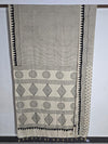 Ajrakh Block Printed Modal Silk Saree in Ivory
