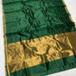 pure chanderi pattu silk- green with gold zari