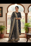 Viscose Khaddi Georgette-3 Pcs Suit set-Dark Blue