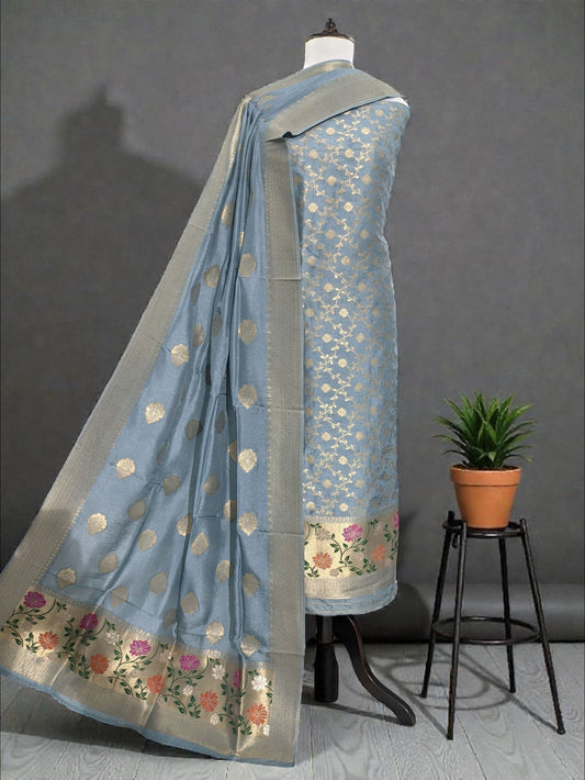 Pure Dolla Silk-3 Pcs Suit-Light Blue