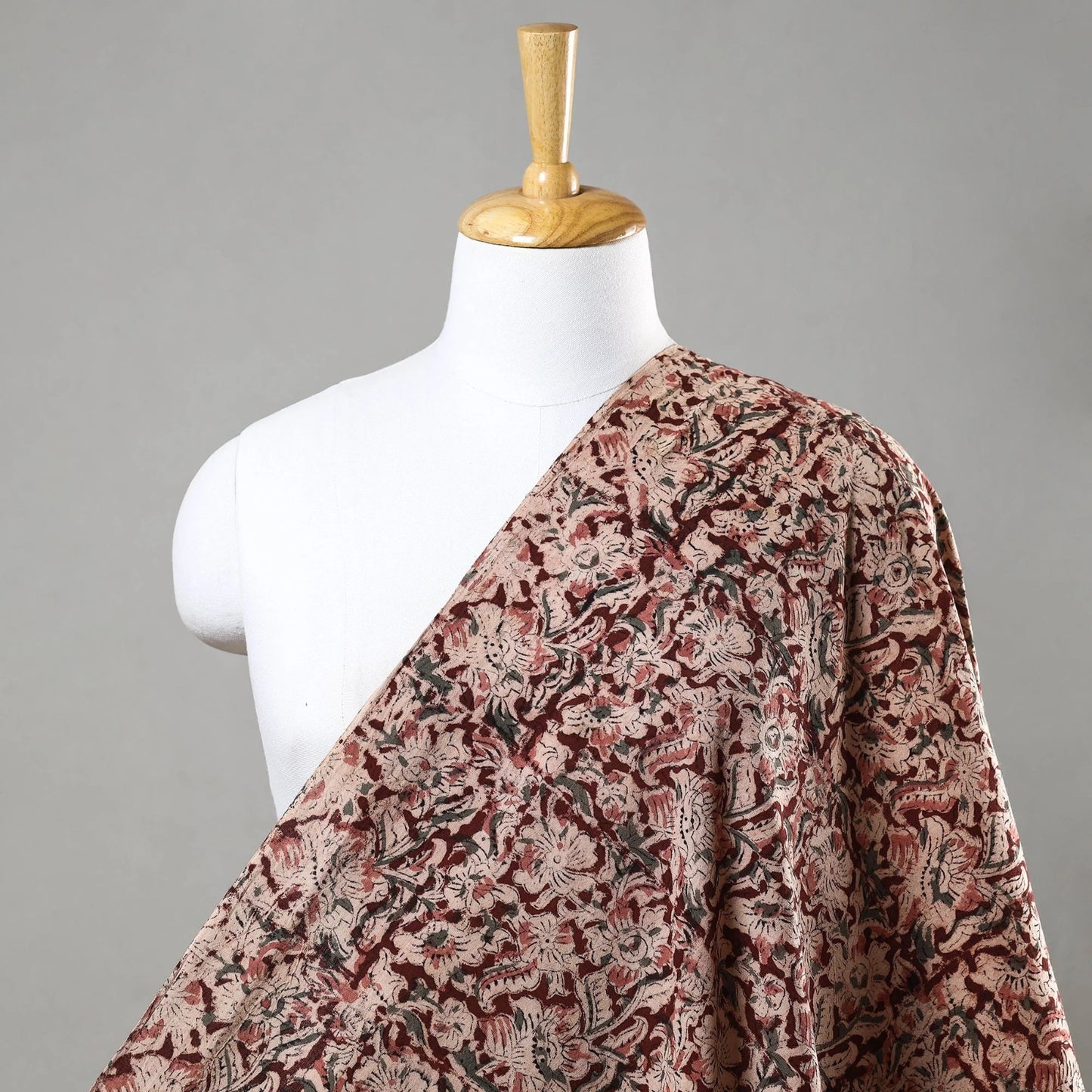 Brown - Kalamkari Block Printed Cotton Fabric