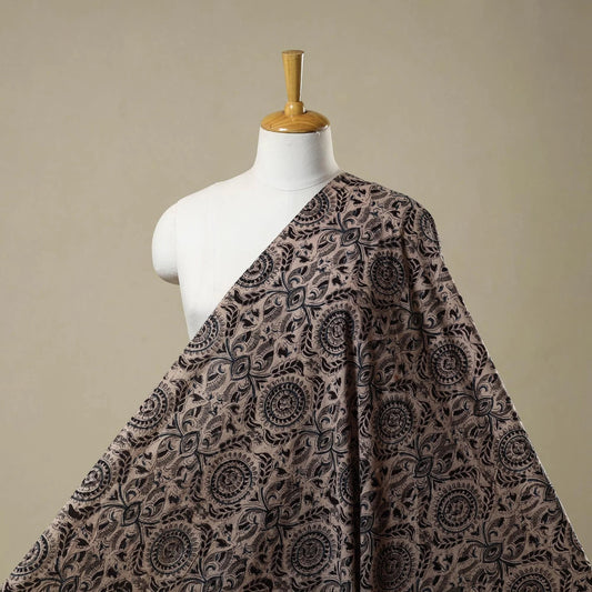 Beige - Pedana Block Print Natural Dyed Cotton Kalamkari Fabric