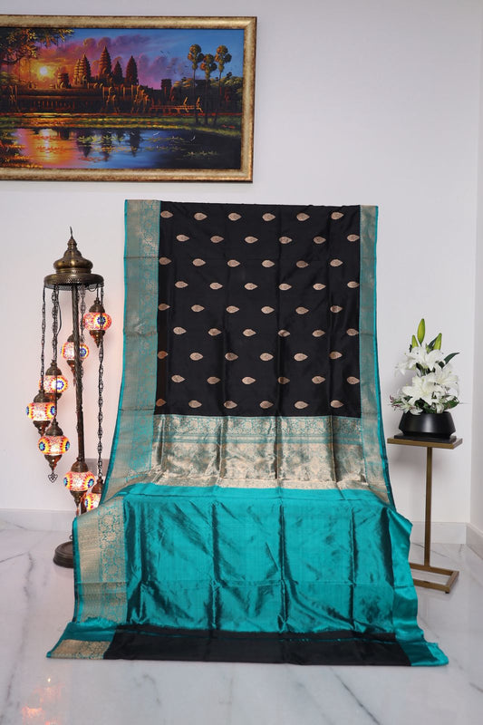 Black Katan Silk Banarasi Handloom Saree