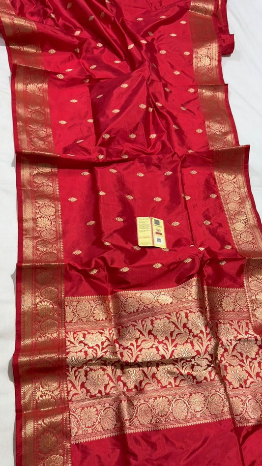 Red Katan Silk Banarasi Handloom Saree
