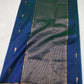 Chanderi Silk Saree -Blue with Gold Buti & Zari Border