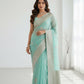 Pastel Blue Banarasi Chiffon Saree | Handloom Banarasi Silver Zari Buti Saree