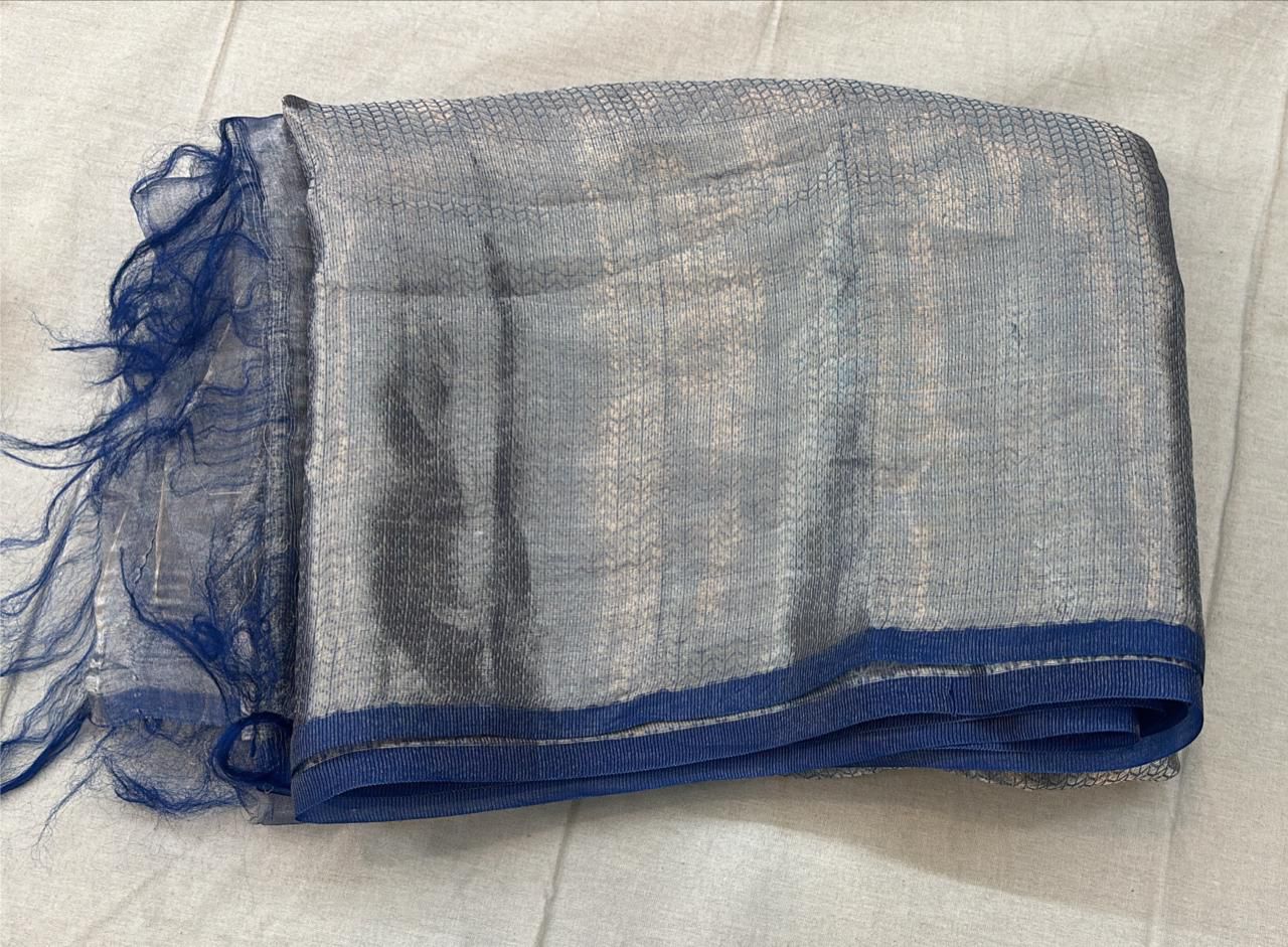 Modern wear Banarasi Tissue Silk Saree in Silver for Wedding & Smart Wear over any occassion