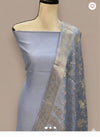 Bluish grey  Chiniya Silk Handlooms Banarasi Dress material| 3 Piece Silk Suit Set | Wedding Special
