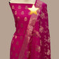 Rani Pink Chiniya Silk Handlooms Banarasi Dress material| 3 Piece Silk Suit Set | Wedding Special