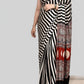 White & Black Ajrak Modal Silk Saree | Traditional Hand Block Printed Ethnic Saree for Women