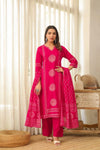 Pink Mandala Matrix Cotton Dupatta Set