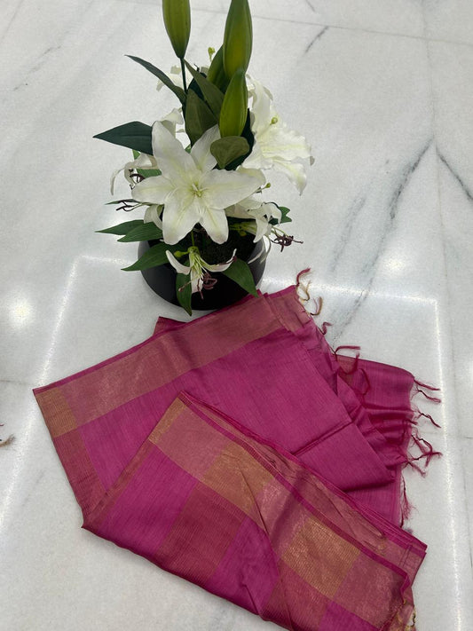 Authentic Pure Munga Silk Saree in Pink