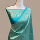 Turquoise Pure Katan Silk Banarasi Handloom Saree - Tanchui Brocade