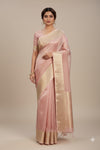 Peach Pure Kora Tissue Handloom Banarasi Saree