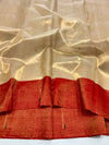 Chanderi Pure Tissue Silk Handloom Saree –Gold and Red