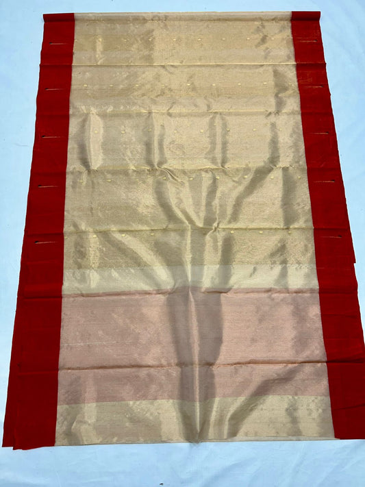 Chanderi Pure Tissue Silk Handloom Saree –Gold and Red