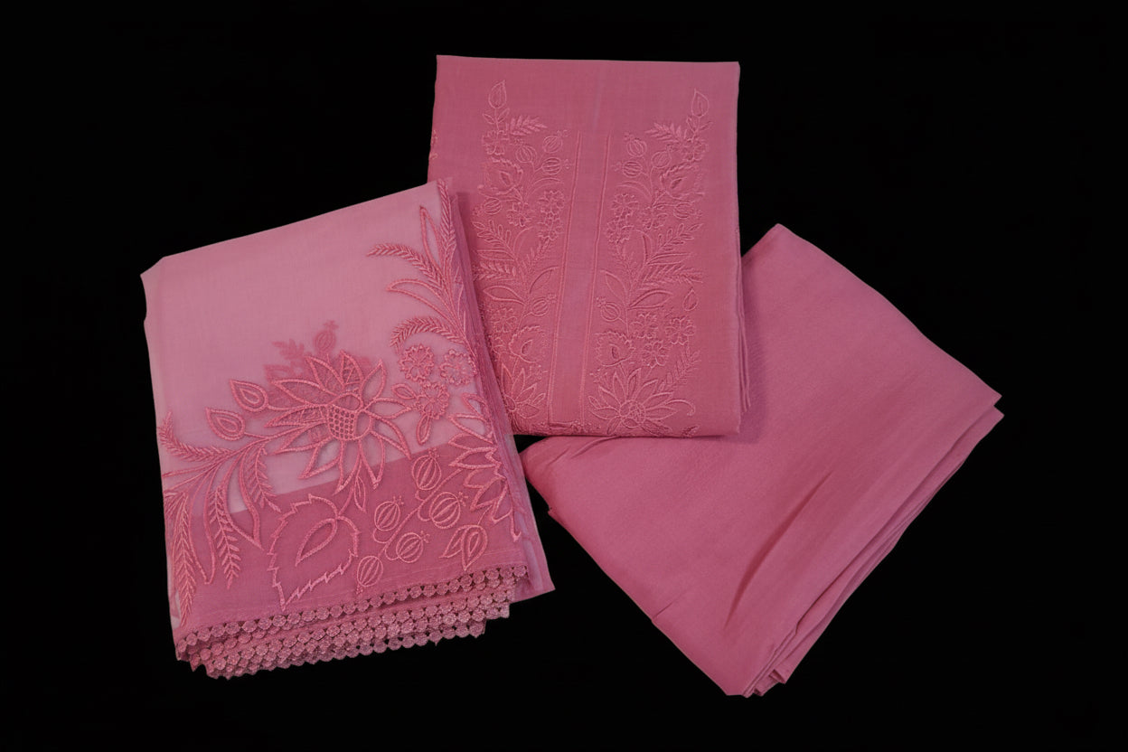 Fancy MulChanderi-Embroidery-Cutwork-Pink