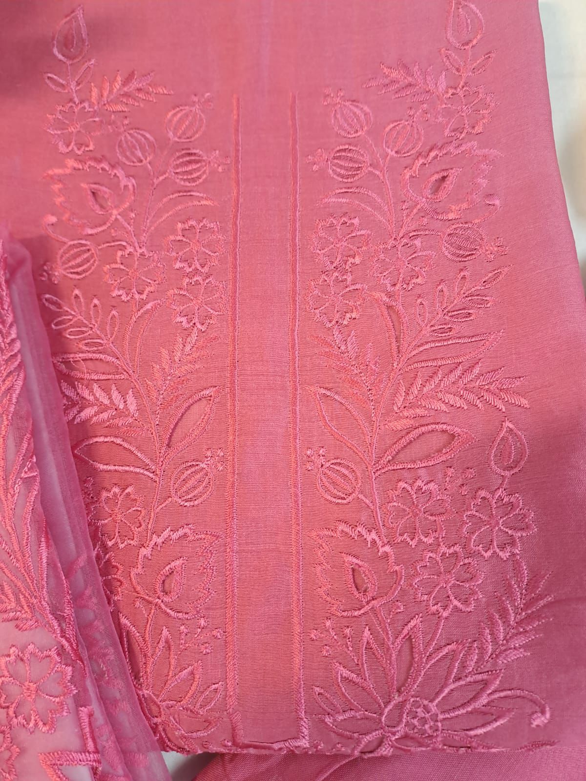 Fancy MulChanderi-Embroidery-Cutwork-Pink