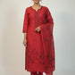 Fancy Crepe with Resham Butti-Red