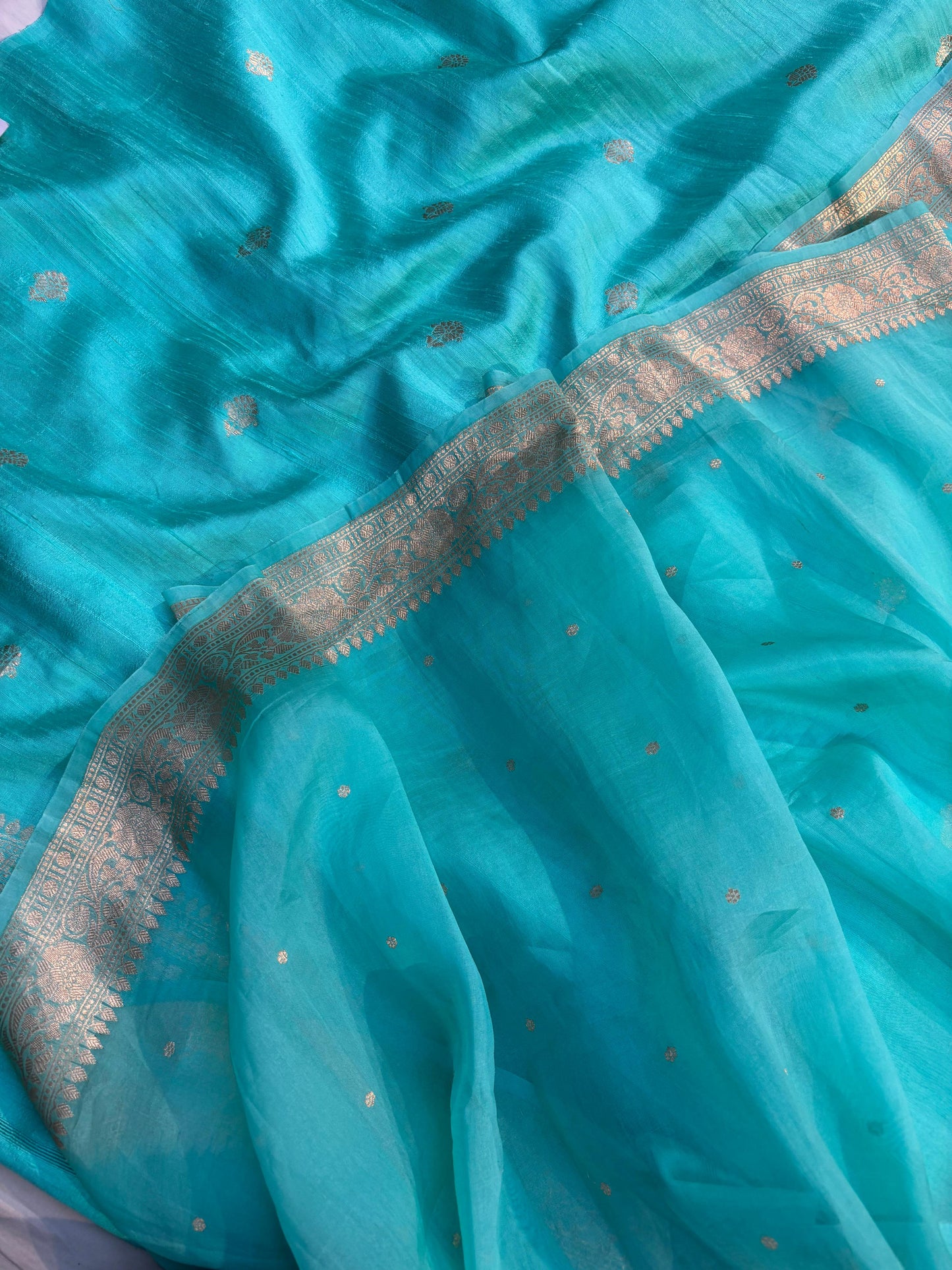 Raw Silk- Silk Dupion-3 Pcs Suit Set-Blue