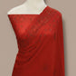 Pure Georgette Handloom Banarasi Saree with Swarovski Stone Work in Deep Red