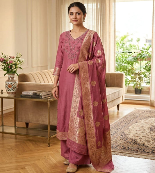 Cotton Suit in Pink