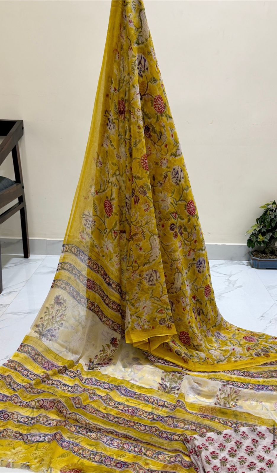Premium hand block printed Chiffon Sarees